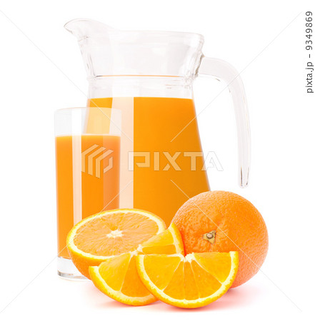 Orange fruit juice in glass jug 9349869