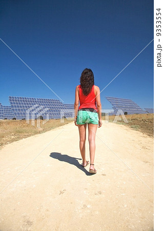 walking to solar panels in cadiz walking to solar panels in cadiz 9353554