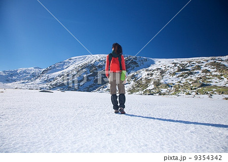 back red hiking woman back red hiking woman 9354342
