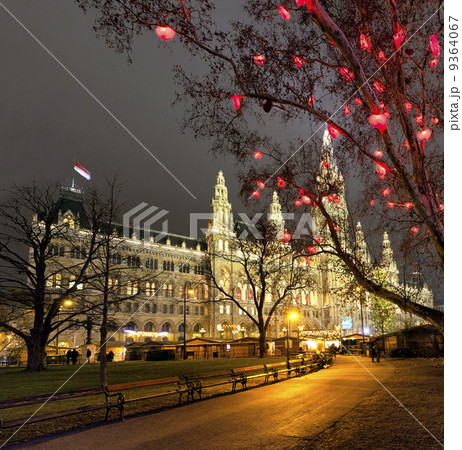 Vienna Town Hall and the traditional Christmas  Market at night 9364067