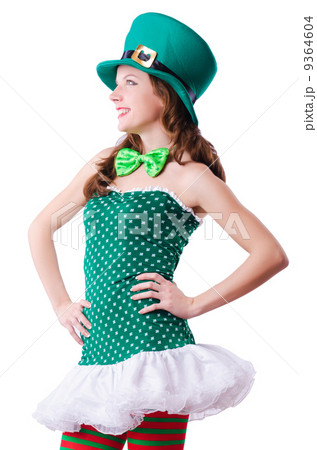 Young girl in saint patrick celebration concept Young girl in saint patrick celebration concept 9364604