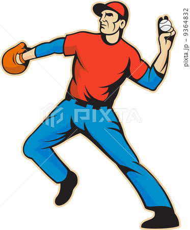 Baseball Player Pitcher Throwing Ball 9364832