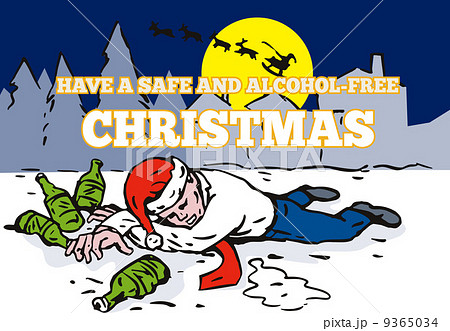 Drunk Man Wearing Santa Hat 9365034