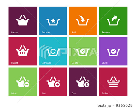 Shopping Basket icons on color background. 9365629