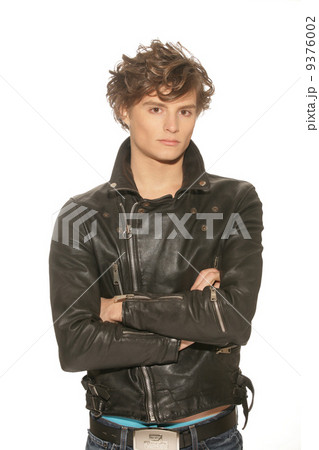 attractive man put off his leather jacket attractive man put off his leather jacket 9376002