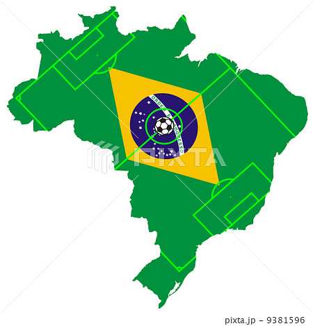 vector of soccer ball with map and flag of Brazil vector of soccer ball with map and flag of Brazil 9381596