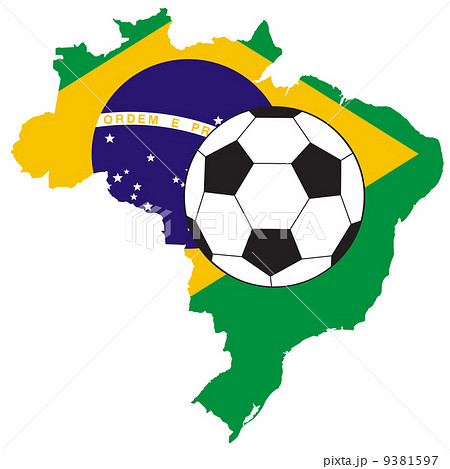 vector of soccer ball with map and flag of Brazil 9381597