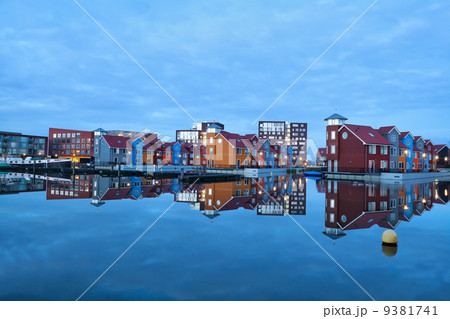 colorful buildings on water at marina Reitdiephaven colorful buildings on water at marina Reitdiephaven 9381741