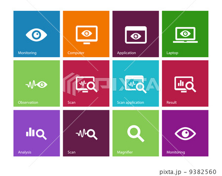 Monitoring icons on color background. 9382560