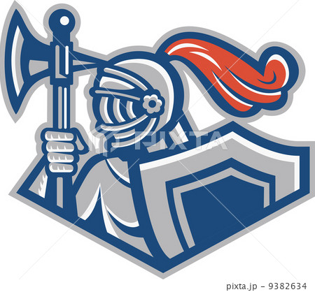 Knight With Spear Axe And Shield 9382634