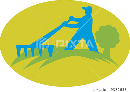 Gardener Landscaper Farmer With Rake 9382653