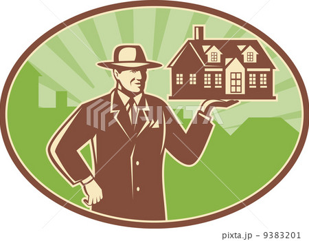 Realtor Real Estate Salesman House Retro 9383201