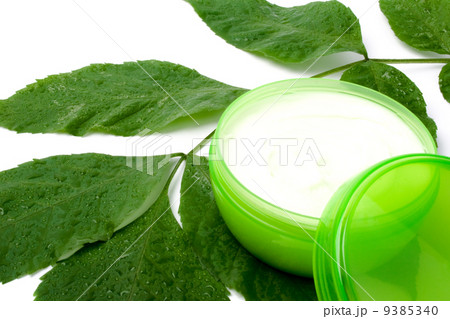 face cream with green leaf 9385340