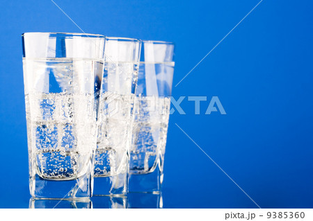 three glasses with cold water three glasses with cold water 9385360
