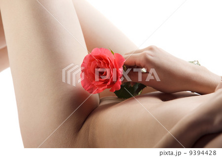 Rose bliss in the hands of a naked girl 9394428