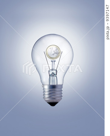 Light bulb with one euro coin 9397147