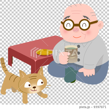 座敷でお茶をのむお爺さん 9397871