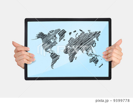 tablet with world map tablet with world map 9399778