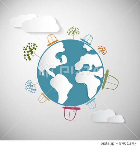 Paper Cars, Clouds, Trees and Earth, Globe 9401347