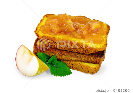 Bread stacked with apple jam and apple 9403206