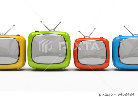 Four colorful television sets isolated on white background 9403434