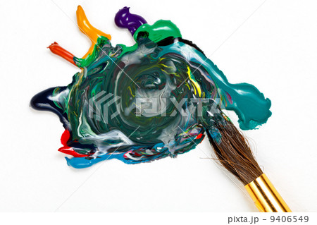 paintbrush blends multicolored watercolors 9406549