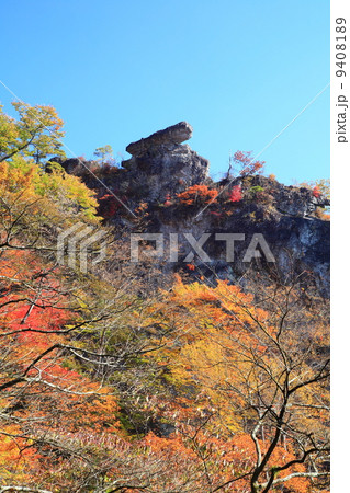 紅葉の妙義山大砲岩 紅葉の妙義山大砲岩 9408189