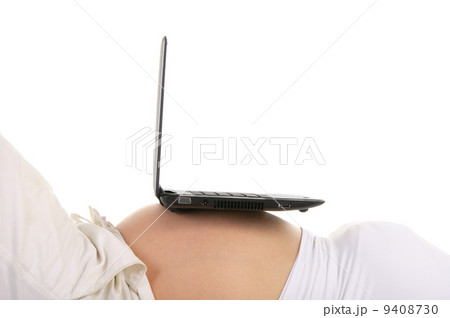 laptop on stomach pregnant woman laptop on stomach pregnant woman 9408730