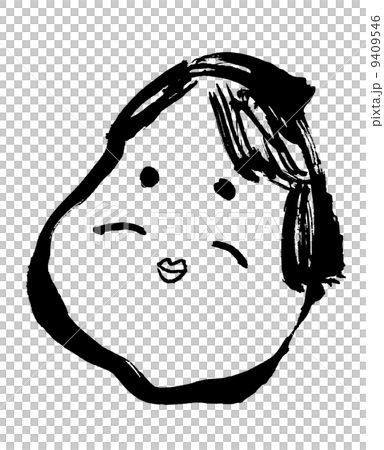 墨絵　おかめ.n 9409546
