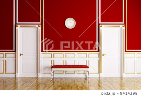 Classic interior with couch and doors 9414398