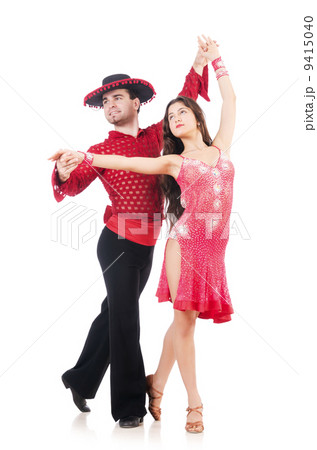 Pair of dancers isolated on the white 9415040