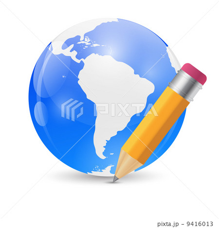 Yellow Pencil and Globe Publish Icon Vector Illustration 9416013