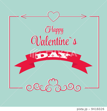 Vector St Valentine Day's Greeting Card in Retro Style Design 9416026