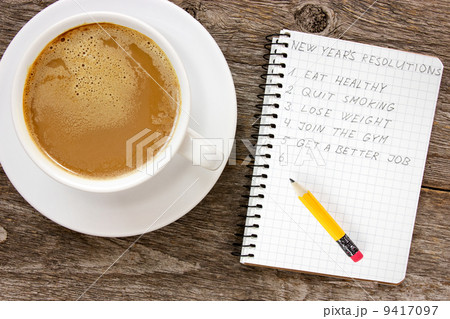 New year resolutions with  coffee cup 9417097