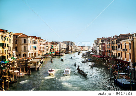 真作】版画 リトグラフ ヴェネツィアのゴンドラと橋 運河風景版画 Y160