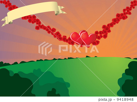 Swinging hearts on rose strings 9418948