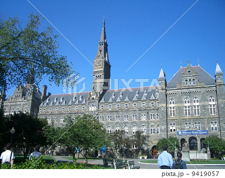 大学、学校、キャンパス、ジョージタウン、ジョージタウン大学、Georgetown、ワシントン、アメリカ、校舎、空, 建物,歴史、歴史的建造物、建造物、建築物、校庭、建築、海外 9419057