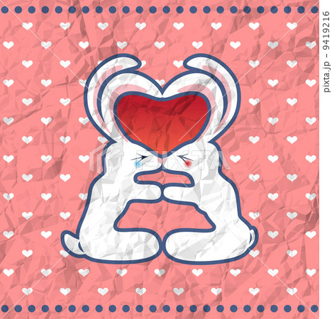 Valentine's kissing rabbits vintage card 9419216