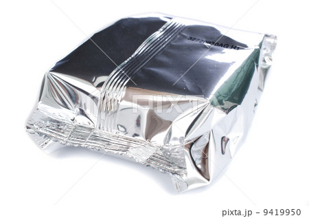 close up of an aluminum bag on white background close up of an aluminum bag on white background 9419950