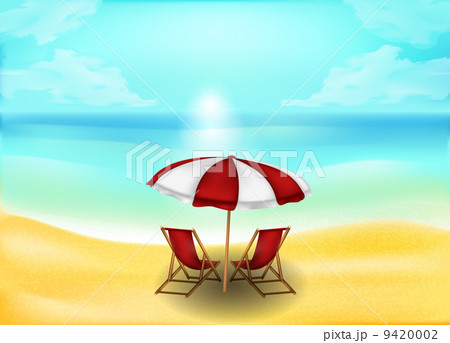 tropical sand beach and sea or ocean background, vector concept for rest  9420002
