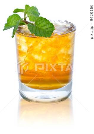glass of ice tea with mint on white background 9420166