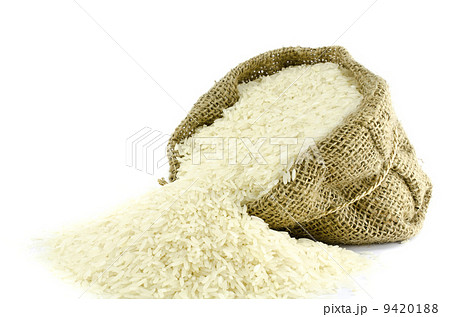 Rice in Gunny bag with white isolate background 9420188