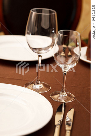 Tables set for meal 9421219