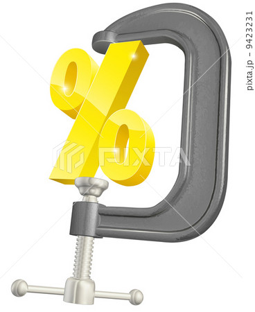 Percentage sign in clamp concept Percentage sign in clamp concept 9423231