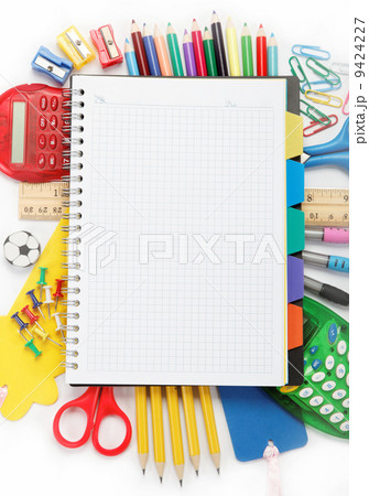 office and student accessories isolated over white background. B office and student accessories isolated over white background. B 9424227