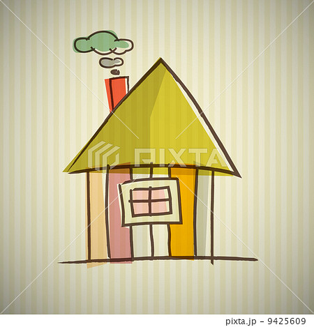 House Illustration on Cardboard Background 9425609