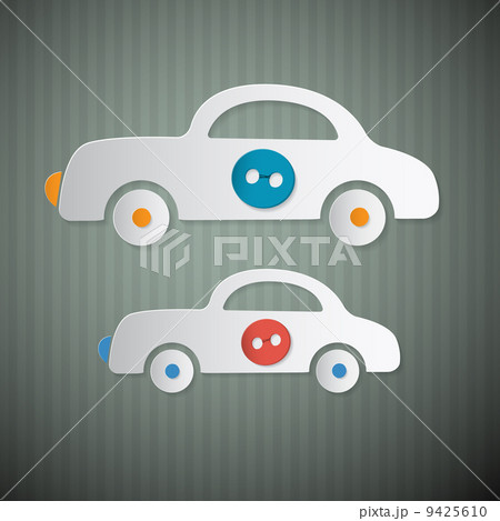 Abstract Vector Paper Cars with Buttons on Retro Cardboard Background Abstract Vector Paper Cars with Buttons on Retro Cardboard Background 9425610