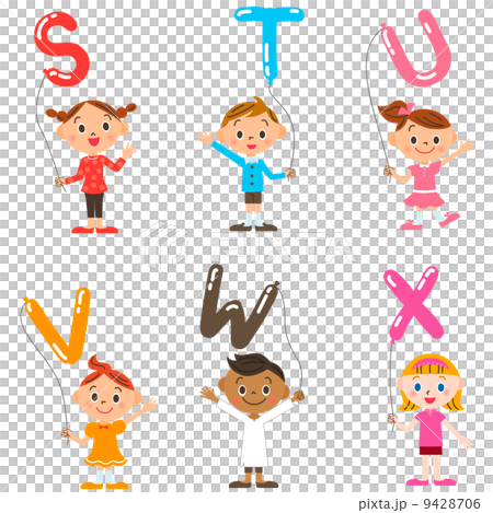 アルファベットの風船を持つ子供達 アルファベットの風船を持つ子供達 9428706