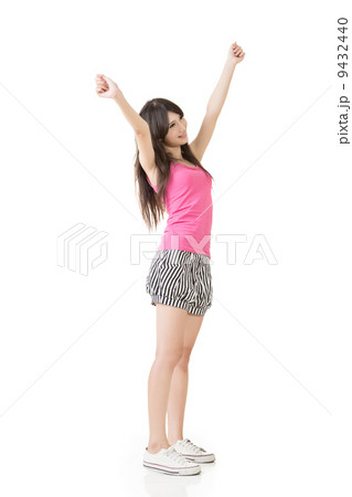 Asian woman stretch arms and feel free 9432440