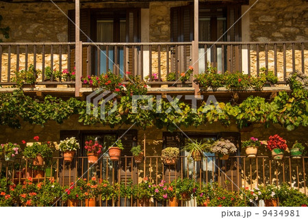 バルコニー 花 きれいの写真素材